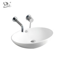 Low price Egg shaped design Vitreous China bathroom sink counter wash basin for hotel