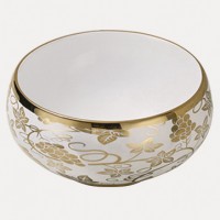 Luxury sanitary ware electroplating design golden round above counter bathroom sink for hotel