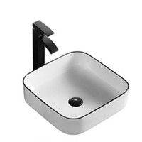 European design white art basin /vanity top ceramic sink with black line for hotel bathroom