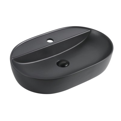 Best sale classic design oval shaped hand washing sink matte black ceramic art basin