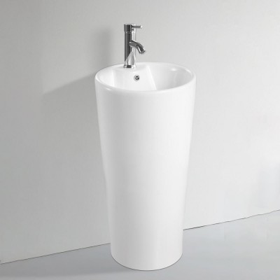 Modern sanitary ware white ceramic pedestal round shape hand wash basin