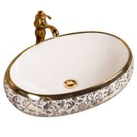 Gold color luxury wash hand porcelain basin