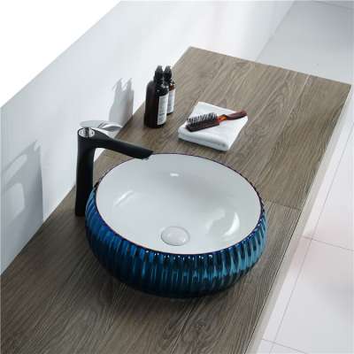 2020 New Countertop Plating Porcelain Bathroom Sink Luxury Design Ceramic Wash Basin