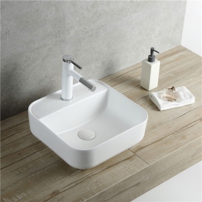 European sanitary ware matt white single hole bathroom vessel sink lavabo style lavatory art basin bathroom sink wash basin