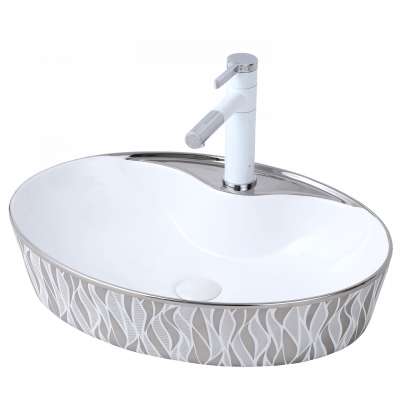 Practical sanitary ware wash basin sink oval countertop basin western plating sliver oval shaped wash basin bathroom sinks