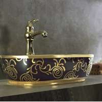 Luxury ceramic bathroom  wash basin electroplating art basin made in Chaozhou