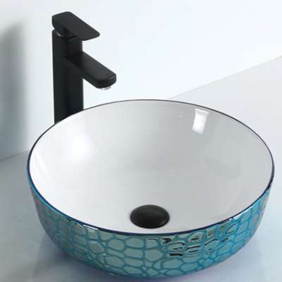 Wholesale plating round shape lavabo ceramic sanitary ware bathroom wash basin counter top bathroom sinks