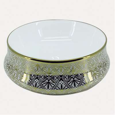 Luxury sanitary ware electroplating  round shape counter top wash basin glossy gold fancy bathroom  ceramic sink