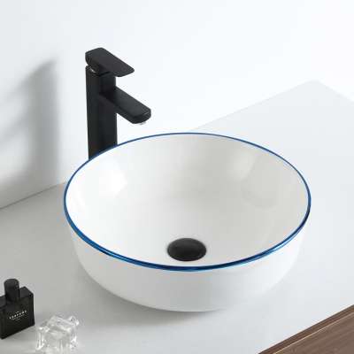 Fashion attractive design wash basin luxury ceramic sanitary ware round shape countertop bathroom sink