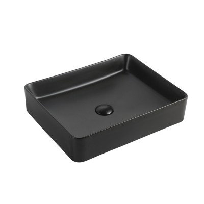 Modern western style solid surface basin matte black rectangle ceramic art basin