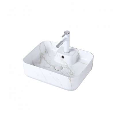 Best sale nordic style single tap hole ceramic bathroom marble art basin for bathroom