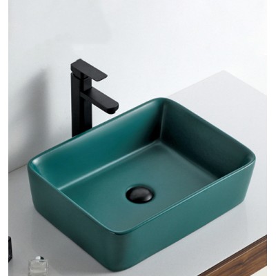 Creative sanitary ware matt green handmade vanity bowl bathroom washbasin modern porcelain hand wash art sink