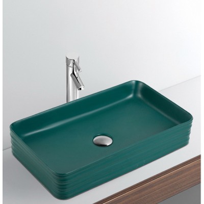 Wholesale customized bathroom sanitary ware matt green glazed handmade vanity bowl artistic basin bathroom vanity sink