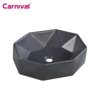 Diamond shape dark grey color porcelain hand wash basin