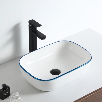 Hot selling rectangle ceramic sanitary ware ceramic wash basin european bathroom sinks