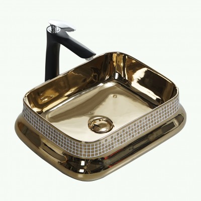 Chaozhou ceramic small size wash basin bowl washbasin antique bathroom sink ceramic hand wash golden basin